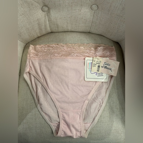 satin & beaux Other - VTG Satin & Beaux Pink Cotton Lace French Hi Cut Panty Sz 6 42125 Uptons USA NEW